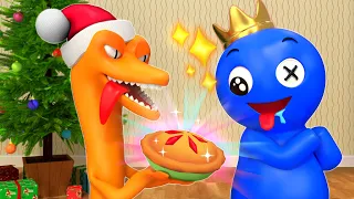 Rainbow Friends 2 | The AMAZING Christmas Showdown: BLUE and ORANGE Food Fight | Cartoon Animation