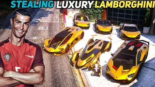 Gta 5 - Stealing Luxury Golden Lamborghini Cars With Cristiano Ronaldo (Real Life Cars #36)