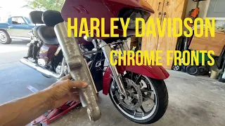 Harley Davidson Chrome Fork Install.