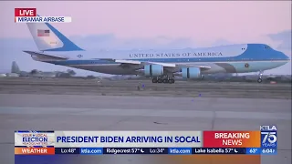 President Biden lands in Southern California for campaign stops