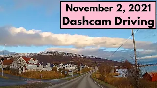 Dashcam driving in Tromsø, Norway. November 2, 2021.