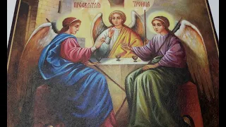 Икона Святой Троицы ручной работы