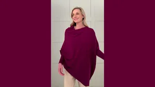 SS24 Meredith Cashmere Asymmetric Sleeved Poncho in Rich Claret