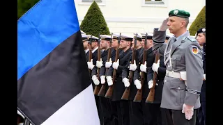 Military honours for Estonia's president at Bellevue Palace in Berlin