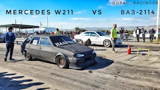 Mercedes W211 5.5 vs ВАЗ-2114 1.6 16v атмо