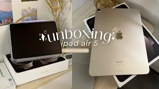 IPAD AIR 5 UNBOXING (starlight, 256 GB) 🎓 SHOPEE Accessories + Goojodoc Pencil 💖