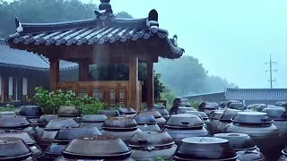 08 Heavy rain falls on a hanok house