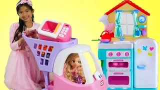 Emma Pretend Play with Baby Rapunzel Doll & Sings Johny Johny Yes Papa Song