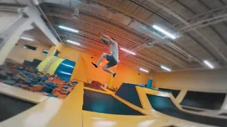 parkour in the trampoline park