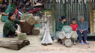 80 Year Old Woman Weaving Baskets, Making Brooms, Going Market, Buying Food, Beautiful Life