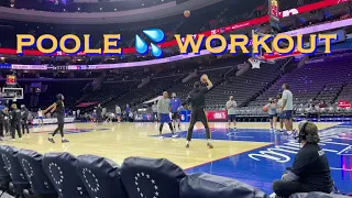 📺 Jordan Poole (+Juan Toscano-Anderson) workout/threes at Warriors pregame before Philadelphia