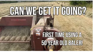 VINTAGE MASSEY BALER IN ACTION! HAYMAKING FOR OVER 50 YEARS!