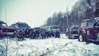 Нивы, Паджеро и Буханка пробивают снежный наст. Много снега. Зачем нужны блокировки. Off-road 2021.