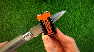 Sharp KNIFE Razor in 5 minutes/Secrets of using a battery for sharpening!