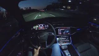 2021 AUDI RS6 AVANT 600 PS NIGHT POV TOP SPEED AUTOBAHN FRANKFURT