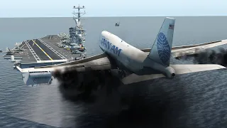 Boeing 747 Emergency Landing On Aircraft Carrier | Xplane 11