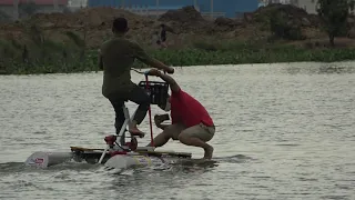 Incredible Testing Drive Fishing Bicycle Pedal Drive - Khmer Water Bike