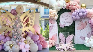 Butterfly theme birthday decoration ideas and design|butterfly garland|backdrops decor