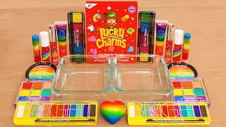 Lucky Charms Slime ASMR - Mixing Rainbow Makeup Eyeshadow Into Satisfying Slime ASMR