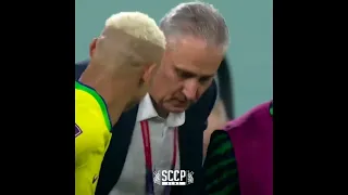 Tite doing the pidgeon celebrations with the Brazil players after goal scored