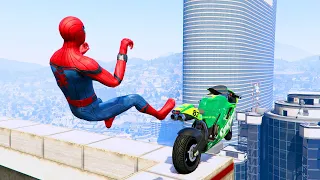 GTA 5 Spiderman Epic Jumps #3 - Spider-Man Stunts & Ragdolls