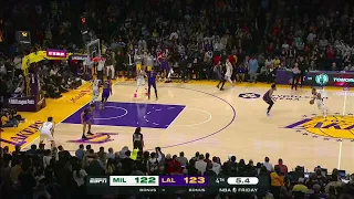 Spencer Dinwiddie blocks Damian Lillard to secure Lakers Win