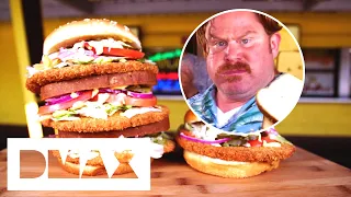 Can Casey Finish A 3.5 Pound MONSTER Pork Burger In Under 30 Minutes? | Man V Food