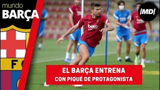 Entrenamiento del Barça  en familia con Piqué de protagonista