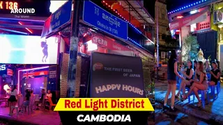 Red Light District in Phnom Penh Cambodia | Clubs and Bars | Walking Tour | Nightlife in Phnom Penh