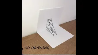 How To Draw a 3D Ladder - optical illusion on paper - Trick Art For Kids