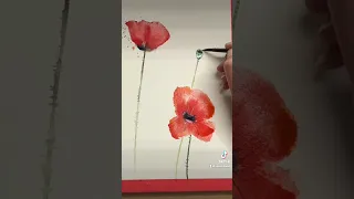 Watercolor Poppies / Painting without any Drawing