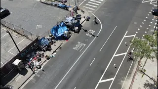 DRONE FOOTAGE LOS ANGELES SKID ROW