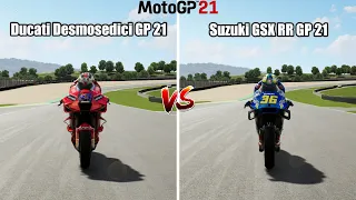 MotoGP 21 || Ducati Desmosedici  VS Suzuki GSX RR || Top Speed Acceleration Drag Race Sound Test ||