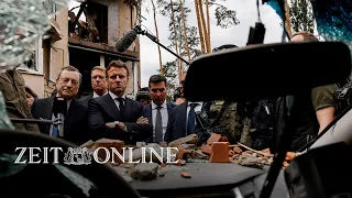 Krieg gegen die Ukraine: Scholz, Macron und Draghi besichtigen Irpin