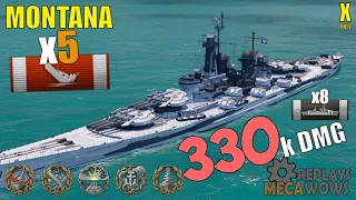 Montana 5 Kills & 330k Damage | World of Warships Gameplay