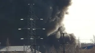 Пожар в Тюмени район Бабарынки Полимерпласт 20 октября 2019