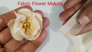 Diy: How to make an adorable fabric flower in few minutes!/Diy Flower/Easy Tricks ClothFlower Making