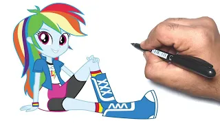 how to draw Rainbow Dash human step by step easy