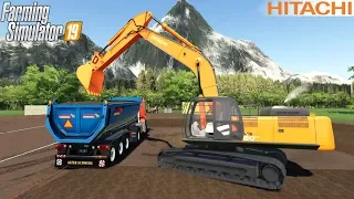 Farming Simulator 19 - HITACHI 350LC-6 Excavator Digging A Hole In The Ground