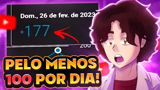 COMO GANHAR 100 INSCRITOS POR DIA NO YOUTUBE 2023! 🔥 (estratégia que FUNCIONA!)