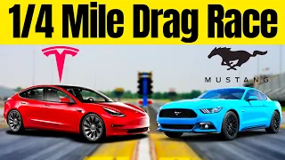 Tesla Model 3 Performance vs 2023 Ford Mustang vs Chevy Corvette vs Dodge Challenger Hellcat