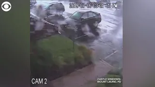 Video shows tornado in New Jersey flip a car