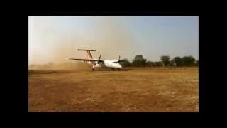 Bombardier Landing on Serengeti Dirt Strip