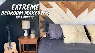 EXTREME BEDROOM MAKEOVER on a budget! (Start to Finish) | Elysia English