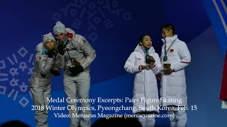 Pairs Figure Skating Medal Ceremony Excerpts - 2018 Winter Olympics - Meniscus Magazine