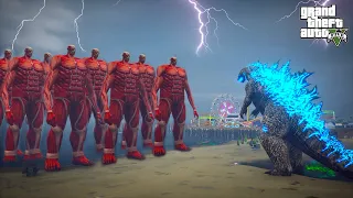 Atomic Godzilla vs Colossal Titan in Los Santos - GTA V Mods