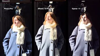 Pixel 8 Pro VS iPhone 15 Pro Max VS Xperia 1 V - Camera Test