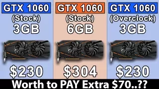 GTX 1060 3GB vs GTX 1060 6GB vs GTX 1060 3GB OC | Is it worth to Pay Extra $70..??