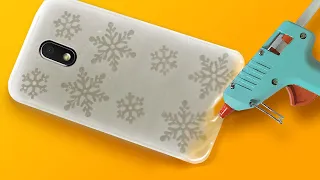 DIY:  Hot GLue  Frosted Snowflakes Phone Case