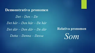 Demonstrativa pronomen och relativa pronomen (SFI C-D)